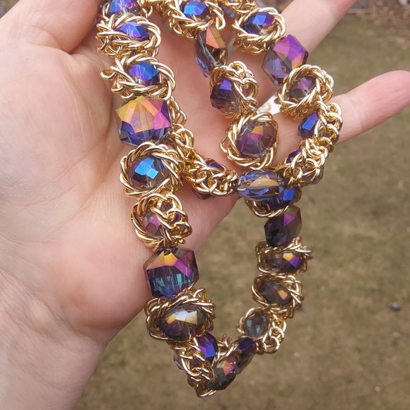 New Eye Candy Los Angeles two strands  statement necklace 14 Kt gold plated - Picture 9 of 16